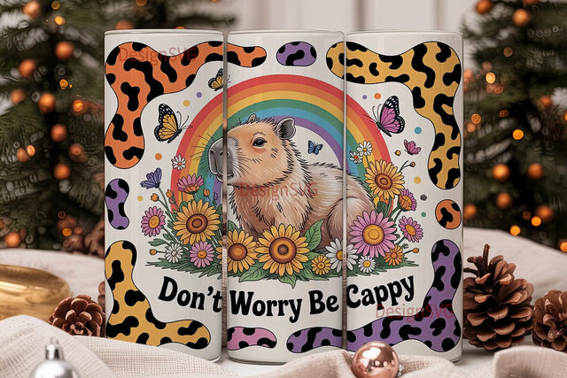 Capybara Rainbow Tumbler Wrap Sublimation DesignSVG 