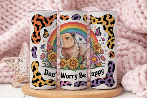 Capybara Rainbow Tumbler Wrap Sublimation DesignSVG 