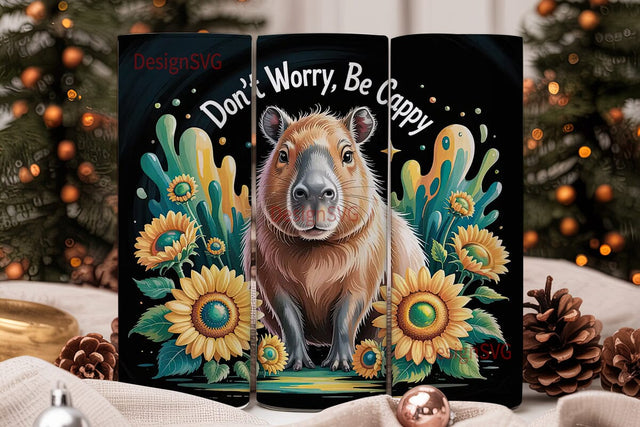 Capybara Sunflower 20oz Tumbler Wrap Sublimation DesignSVG 