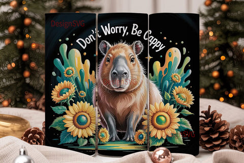 Capybara Sunflower 20oz Tumbler Wrap Sublimation DesignSVG 