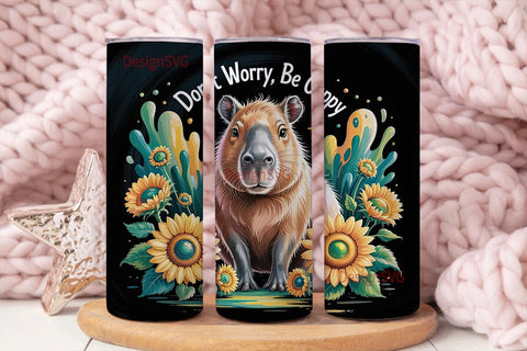 Capybara Sunflower 20oz Tumbler Wrap Sublimation DesignSVG 