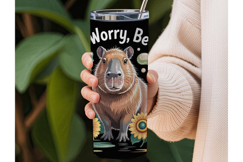 Capybara Sunflower 20oz Tumbler Wrap Sublimation DesignSVG 