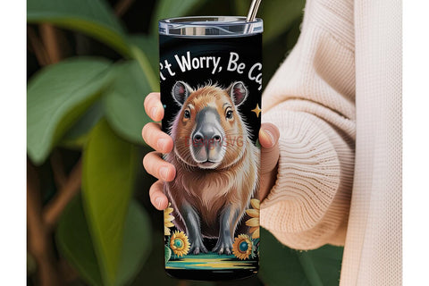Capybara Sunflower 20oz Tumbler Wrap Sublimation DesignSVG 