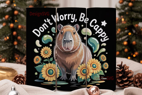Capybara Sunflower 20oz Tumbler Wrap Sublimation DesignSVG 