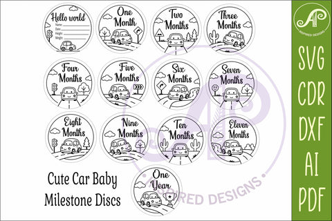Car Baby Milestone Discs SVG, Cute Vehicle Photo Props SVG APInspireddesigns 