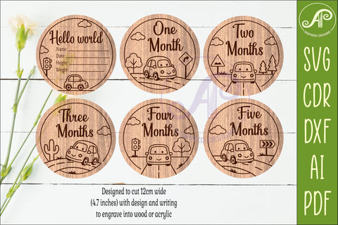 Car Baby Milestone Discs SVG, Cute Vehicle Photo Props SVG APInspireddesigns 