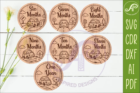 Car Baby Milestone Discs SVG, Cute Vehicle Photo Props SVG APInspireddesigns 