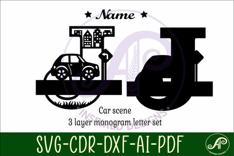 Car Capital Monogram Letter J SVG SVG APInspireddesigns 