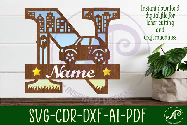 Car Capital Monogram Letter N SVG SVG APInspireddesigns 