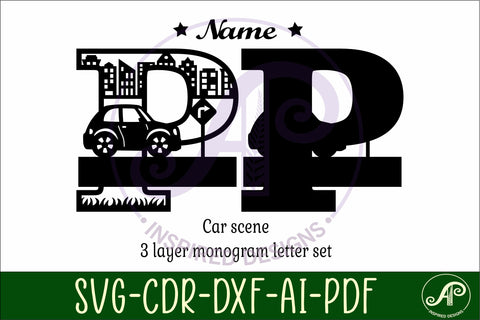 Car Capital Monogram Letter P SVG SVG APInspireddesigns 