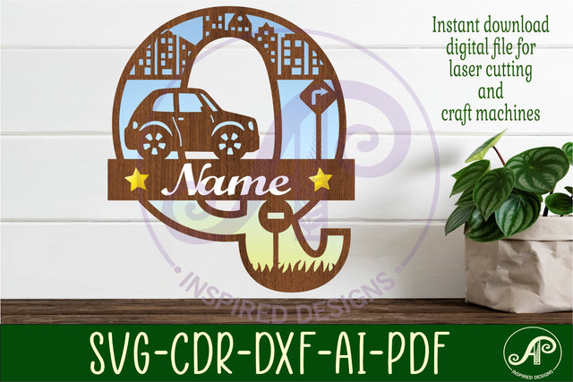 Car Capital Monogram Letter Q SVG SVG APInspireddesigns 