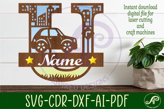 Car Capital Monogram Letter U SVG SVG APInspireddesigns 