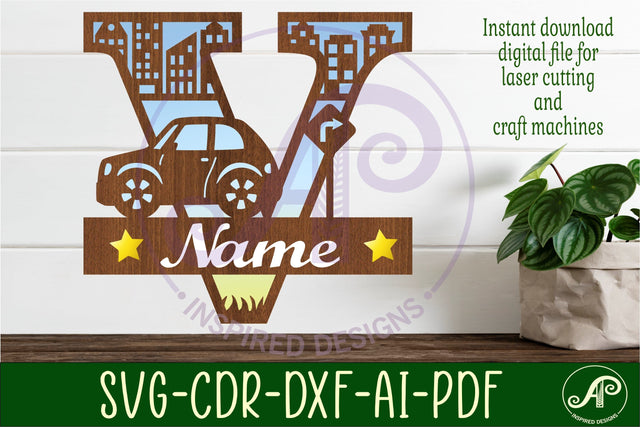 Car Capital Monogram Letter V SVG SVG APInspireddesigns 