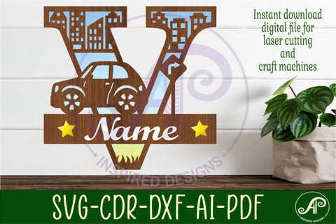 Car Capital Monogram Letter V SVG SVG APInspireddesigns 