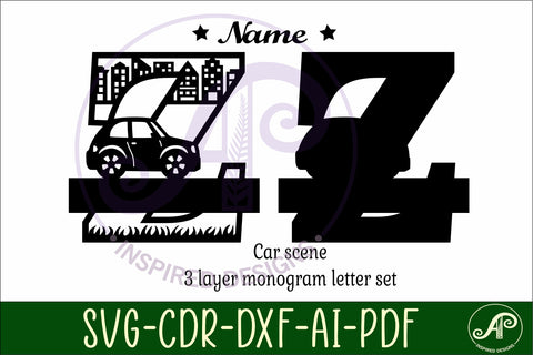 Car Capital Monogram Letter Z SVG SVG APInspireddesigns 
