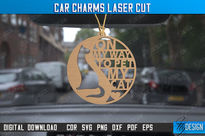 Car Charms | Engraved Car Accessories | Suspension for Car Mirror | CNC File SVG Fly Design 