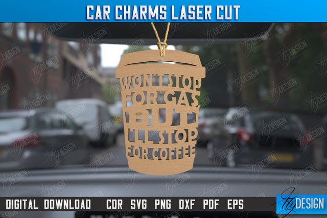 Car Charms | Engraved Car Accessories | Suspension for Car Mirror | CNC File SVG Fly Design 
