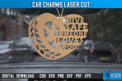 Car Charms | Engraved Car Accessories | Suspension for Car Mirror | CNC File SVG Fly Design 