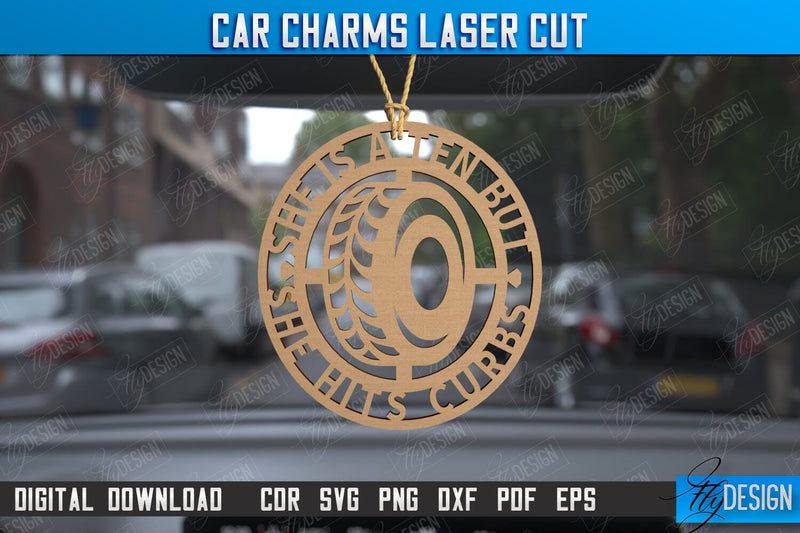Car Charms | Engraved Car Accessories | Suspension for Car Mirror | CNC File SVG Fly Design 
