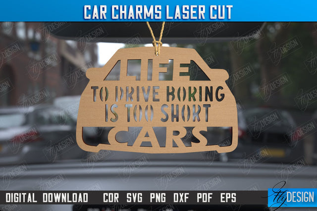 Car Charms | Engraved Car Accessories | Suspension for Car Mirror | CNC File SVG Fly Design 