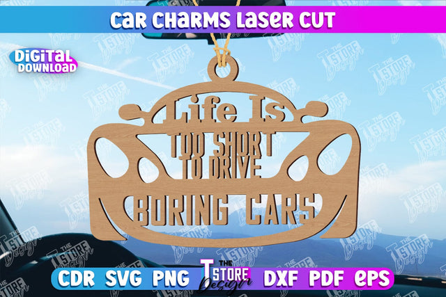 Car Charms Laser Cut Design, 3d Car Ornament, Wooden Car Hanger SVG SVG The T Store Design 
