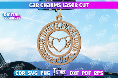 Car Charms Laser Cut Design, 3d Car Ornament, Wooden Car Hanger SVG SVG The T Store Design 