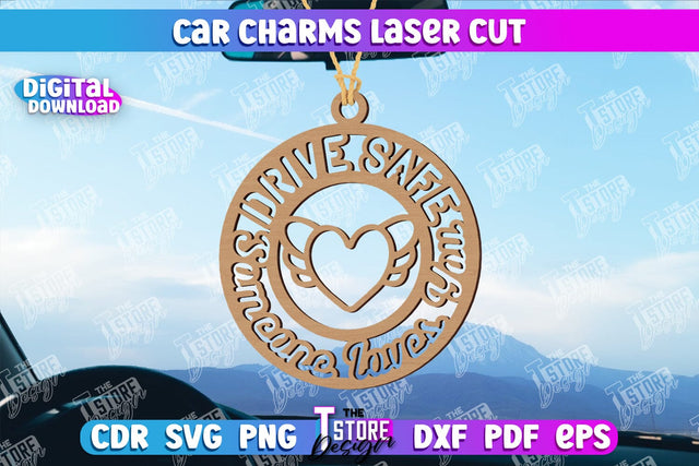 Car Charms Laser Cut Design, 3d Car Ornament, Wooden Car Hanger SVG SVG The T Store Design 