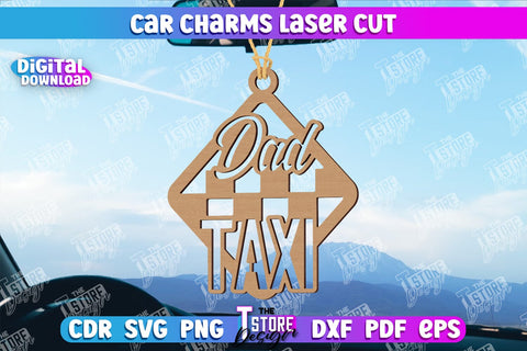 Car Charms Laser Cut Design, 3d Car Ornament, Wooden Car Hanger SVG SVG The T Store Design 