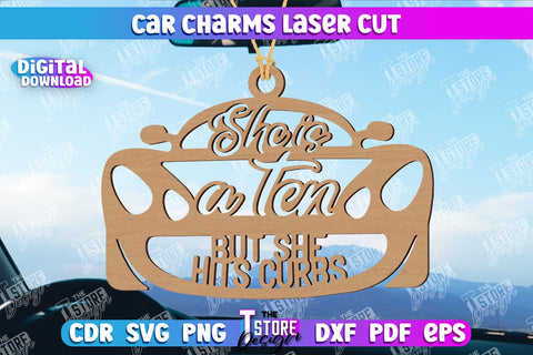 Car Charms Laser Cut Design, 3d Car Ornament, Wooden Car Hanger SVG SVG The T Store Design 