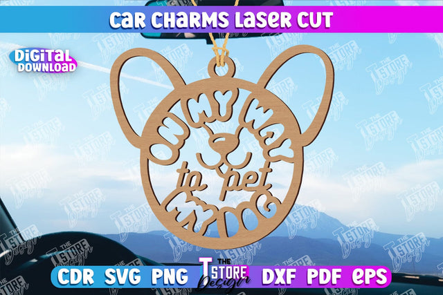Car Charms Laser Cut Design, 3d Car Ornament, Wooden Car Hanger SVG SVG The T Store Design 