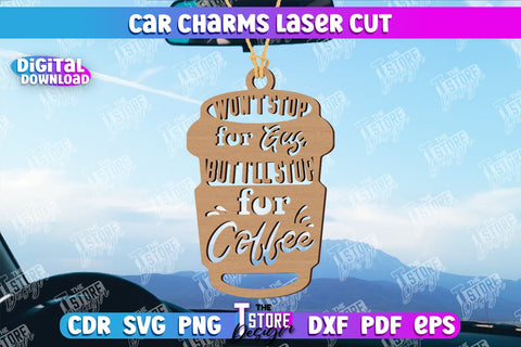Car Charms Laser Cut Design, 3d Car Ornament, Wooden Car Hanger SVG SVG The T Store Design 