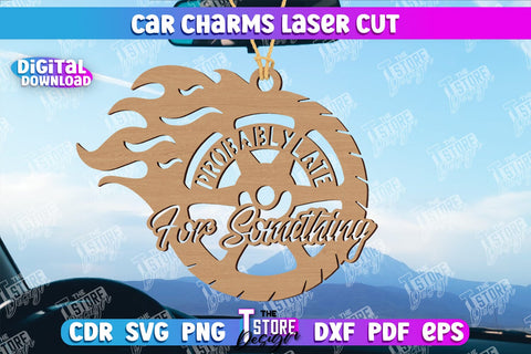 Car Charms Laser Cut Design, 3d Car Ornament, Wooden Car Hanger SVG SVG The T Store Design 