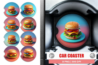 Car Coaster 3D Burger Sublimation artnoy 
