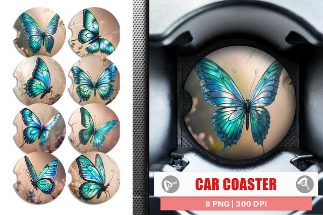 Car Coaster 3D Butterfly Sublimation artnoy 