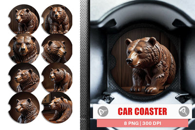 Car Coaster 3D Carved Bear Sublimation artnoy 
