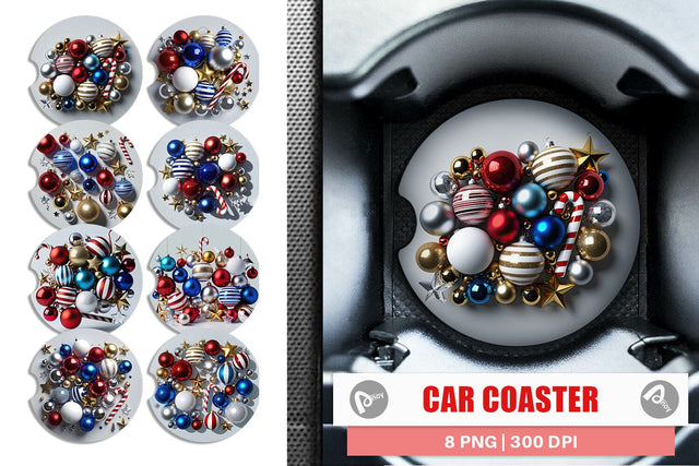 Car Coaster 3D Christmas Ornament Sublimation artnoy 