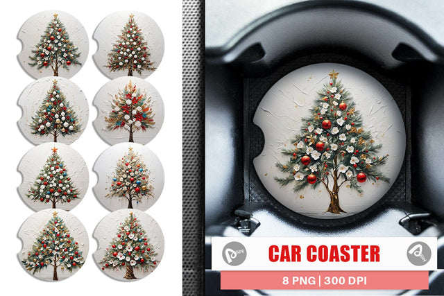 Car Coaster 3D Christmas Tree Painting Sublimation artnoy 