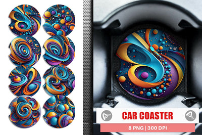 Car Coaster 3D Circles and Bubbles Sublimation artnoy 