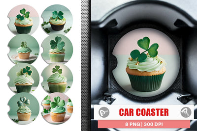 Car Coaster 3D Cupcake Patrick Day Sublimation artnoy 