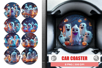 Car Coaster 3D Cute Ghost Sublimation artnoy 