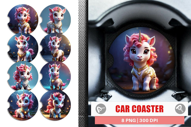 Car Coaster 3D Cute Unicorn Sublimation artnoy 