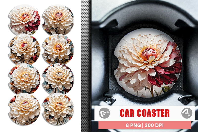 Car Coaster 3D Dahlia Flower Sublimation artnoy 