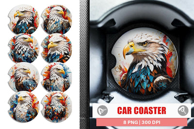 Car Coaster 3D Eagle Painting Sublimation artnoy 