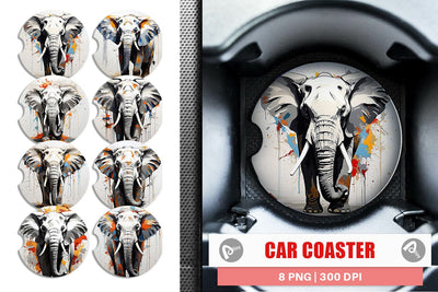 Car Coaster 3D Elephant Painting Sublimation artnoy 