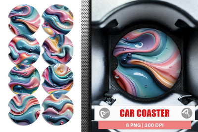 Car Coaster 3D Flowing Pastel Sublimation artnoy 