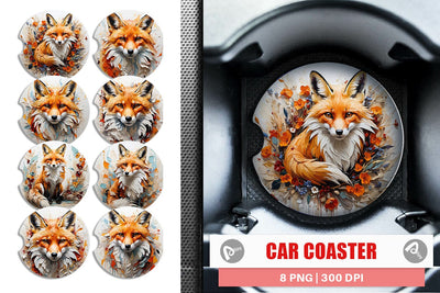Car Coaster 3D Fox Painting Sublimation artnoy 