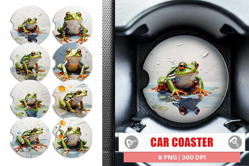 Car Coaster 3D Frog Painting Sublimation artnoy 