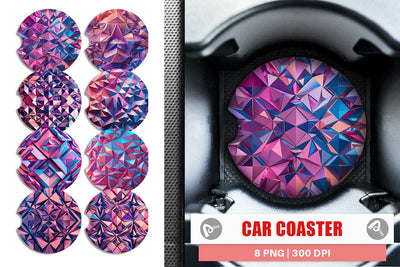 Car Coaster 3D Geometric Shape Sublimation artnoy 