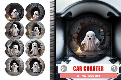 Car Coaster 3D Ghost From Crack Hole Sublimation artnoy 