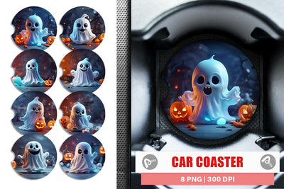Car Coaster 3D Ghost Halloween Sublimation artnoy 